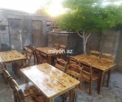 Taxta Stol və stulların dəsti - 2