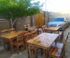 Taxta Stol və stulların dəsti - 3