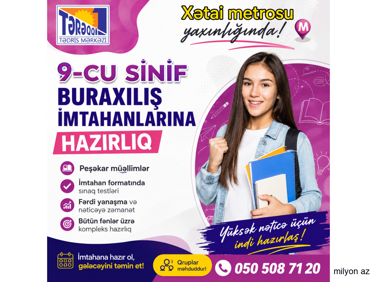 Xətai metrosu yaxınlığında 9-cu sinif buraxılış imtahanlarına hazırlıq